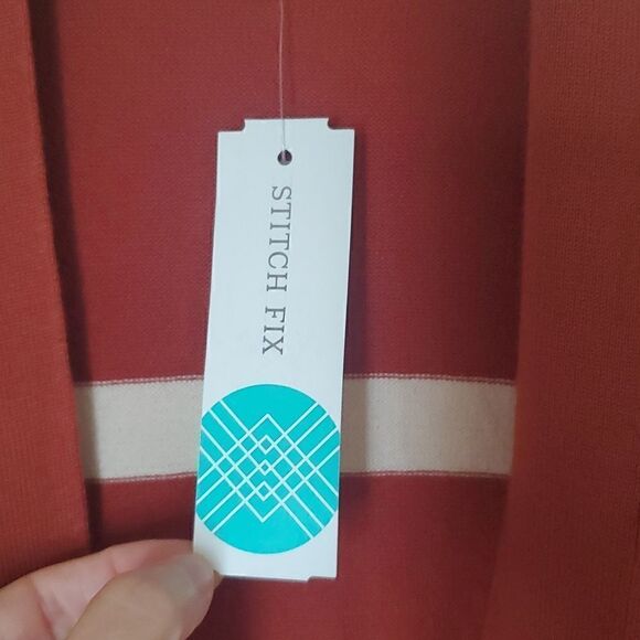 Love Ellie by Stitch Fix Neely Two Pocket Open Front Striped Cardigan Cognac XS - Picture 4 of 9